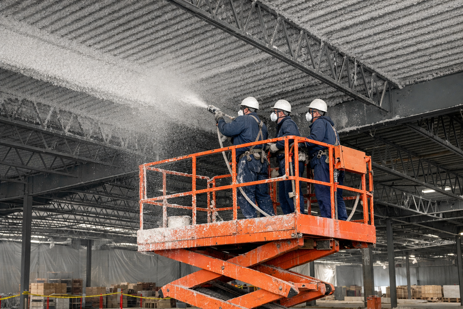 Heavy-duty cementitious fireproofing system applied in a Toronto industrial facility